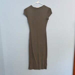 See You Monday Khaki Midi Dress